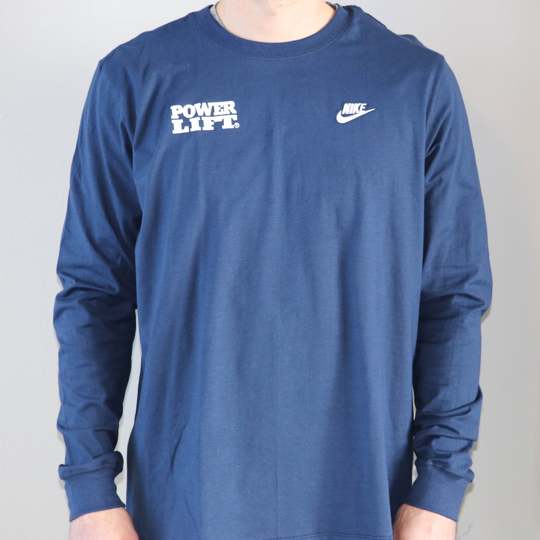 Power Lift Nike Club Long Sleeve T Shirt Navy